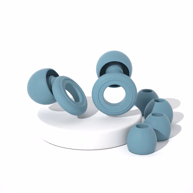 Brusreducerande öronproppar med fodral Grey+Blue