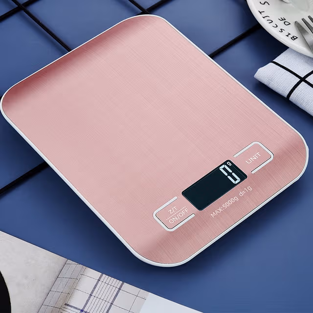 Roséguld Köksvåg med Tareringsfunktion och Batteri Inkluderat 10 kg/1 g