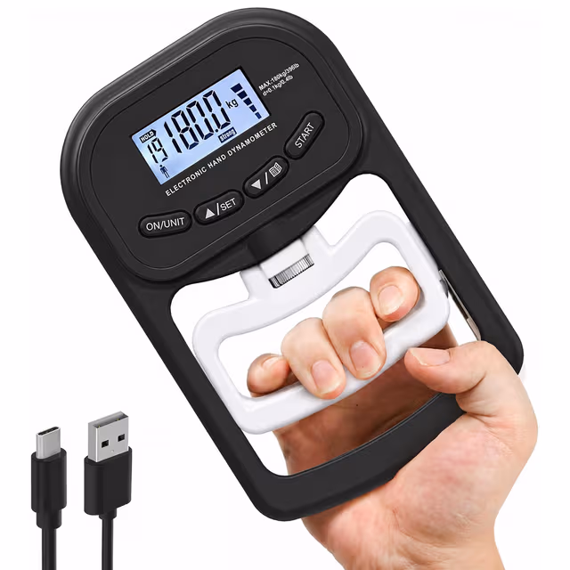 180kg Uppladdningsbar Elektronisk Handdynamometer för Greppstyrka White+Black
