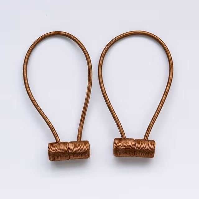 Magnetiska Gardinomtag, Inga Borrfästen, Dekorativa Rephållare (2-pack) LightBrown