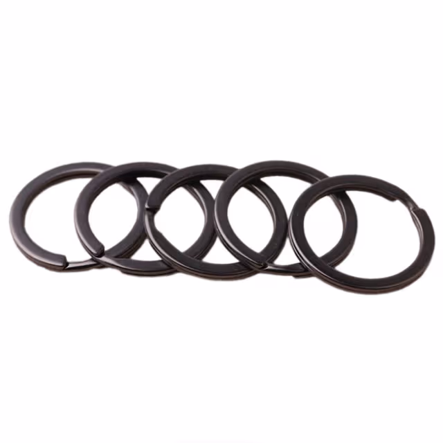 Runda karbinringar nyckelringar zinklegering 10-delar Black 30 mm