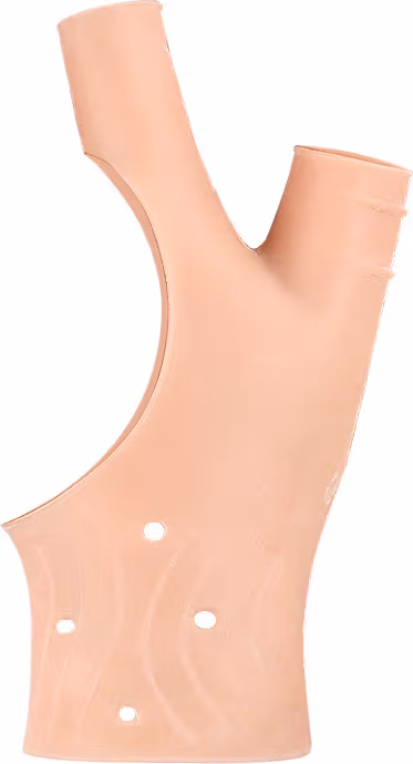 Tvåfingerhandske, mjukt och elastiskt tumskydd med kompressionspassform Beige