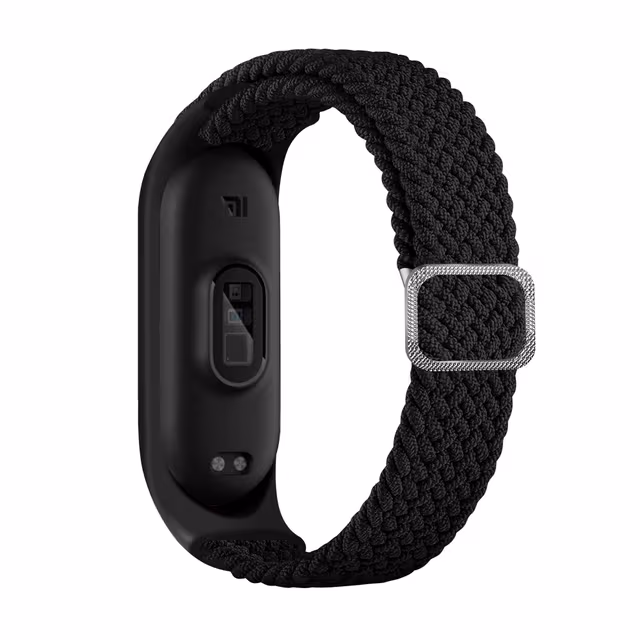 Klockarmband Nylon för Xiaomi Mi Band 3/4/5/6/7/NFC Black