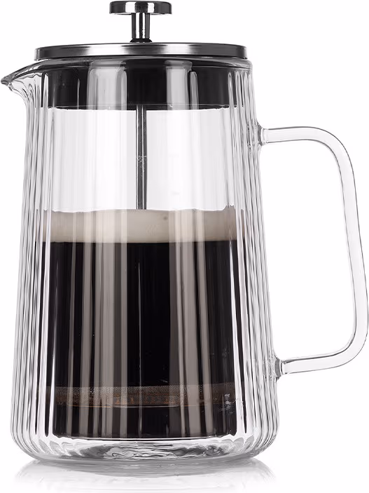 1000ML Vertikalrandig Dubbelskikts French Press Kaffebryggare