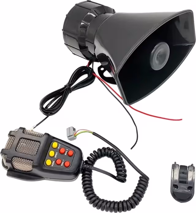 Elektronisk Tuta 12 V-siren för bil med 7 ljudlägen 110 dB PA-system mikrofon