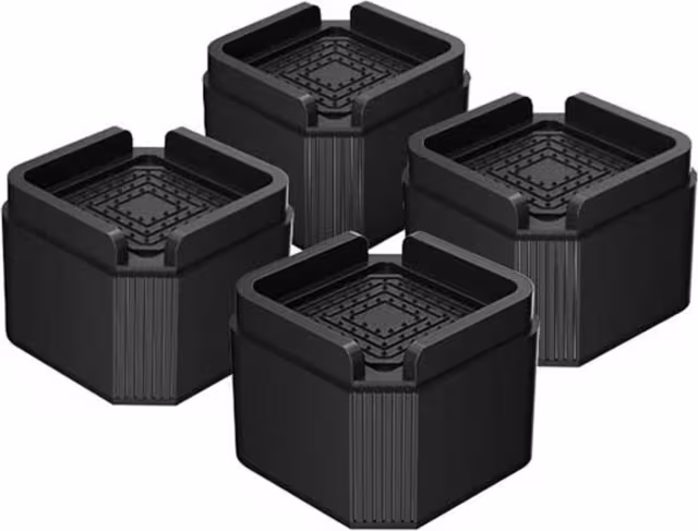 Möbelhöjare Svart Fyrkant - 5cm Höjd - 4-Pack - Stapelbara Benförhöjare