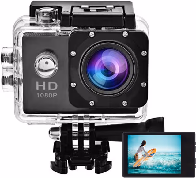 NÖRDIC Actionkamera 1080P 12MP Full HD 2,0"" Display WiFi, 30m vattentät