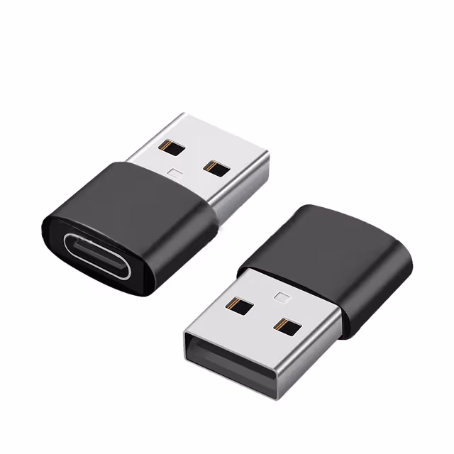 2-pack USB-C till USB-adapter för dataöverföring och laddning Black
