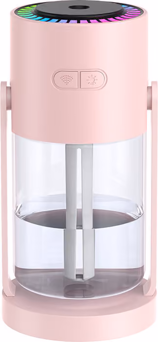 Färgglad luftfuktare med roterande dimma och omgivningsbelysning Pink