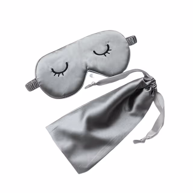 Broderad Ögonmask i Sidenliknande tyg Grey