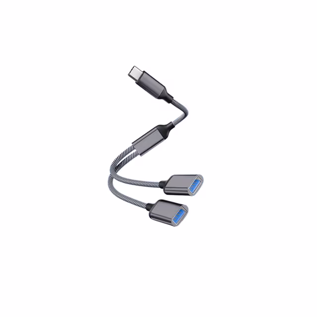 Typ-C till Dual USB 2.0-Adapter Grey