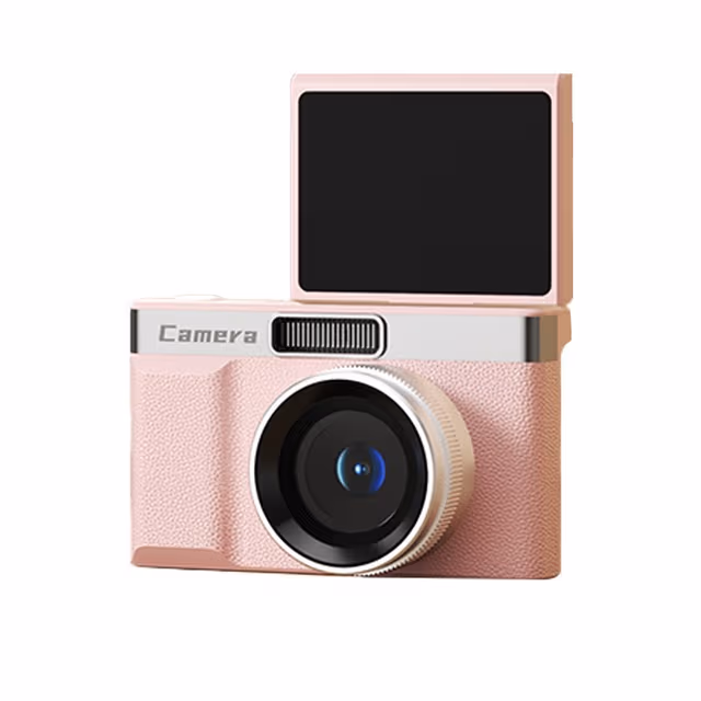 Retro Digitalkamera med Hög Pixel och Dubbla Linser, 5x Optisk Zoom Pink