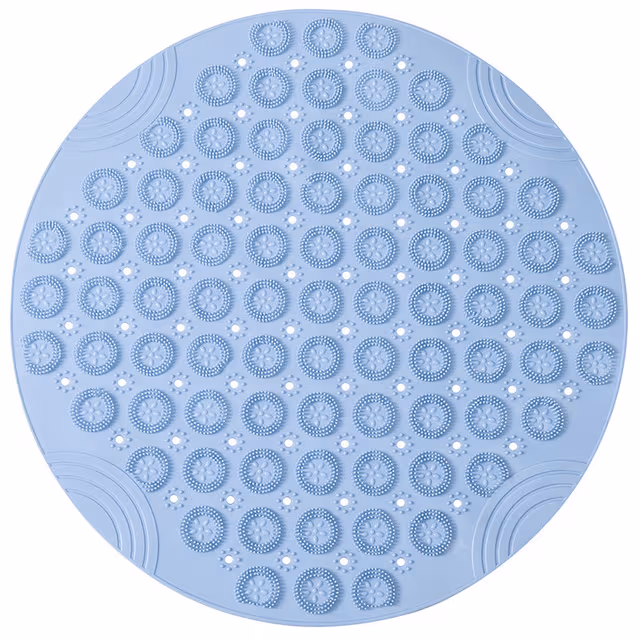 Halkfri badrumsmatta, TPE-duschmatta med dräneringshål, 30 cm rund Blue
