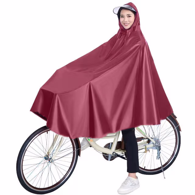 Vattentät regnponcho för cykel Red