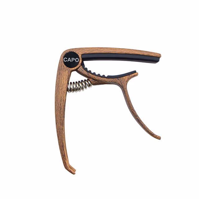 Gitarrcapo i Zinklegering för Akustiska Gitarrer Dark wood color