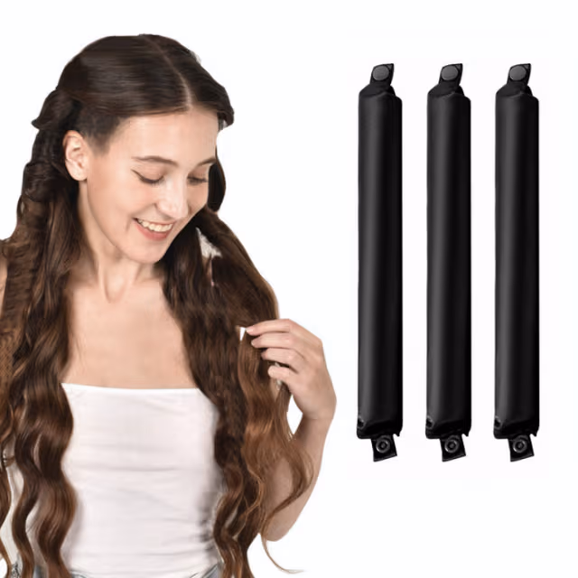 3-delat hårrullar Värmefri Curling Rod Headband Black