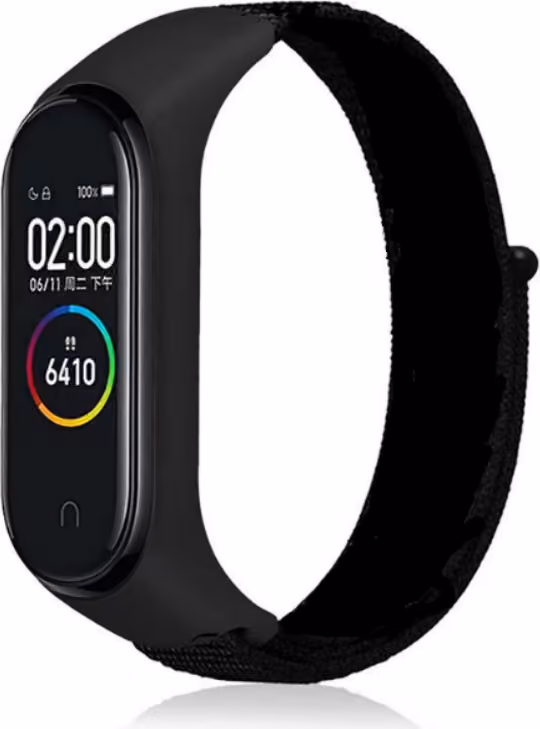 Klockarmband i Nylon för Xiaomi Mi Band 3/4/5/6/7 Black