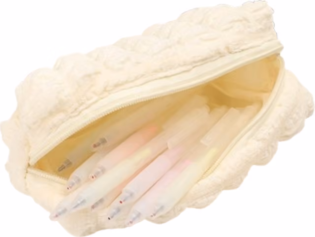 Polyester Pennfodral Med Stor Kapacitet - Mjuk Organizer För Kontorsmaterial Och Sminkväska White