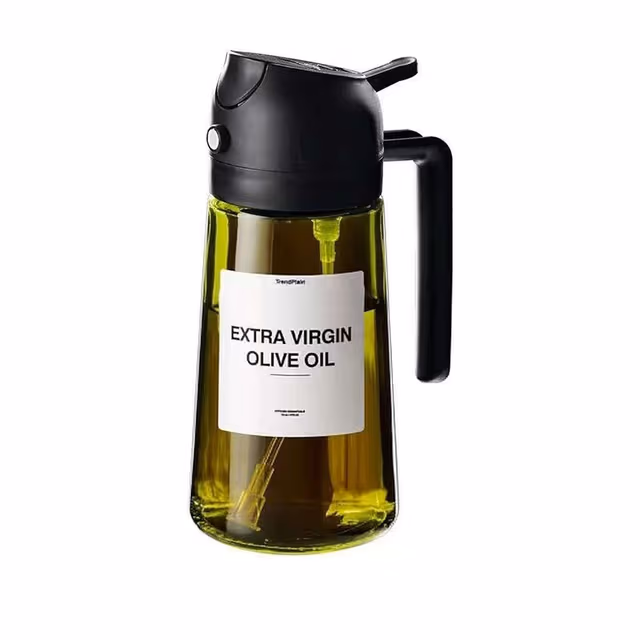Förtjockad Glas Oljesprayflaska - 2-i-1 Spray & Häll, Ljusskyddad Black