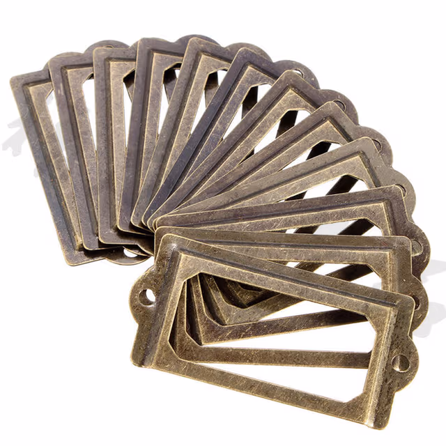12 Etiketthållare - Metalletiketter Bronze