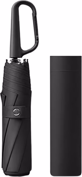 Automatisk Paraply med Ringklämma - Hopfällbart Reseparaply Black