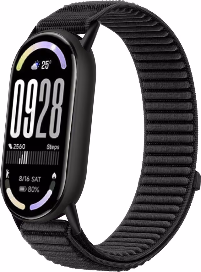 NYLONARMBAND MED BERGSMÖNSTER FÖR XIAOMI MI BAND 10/9/8 SERIEN Black