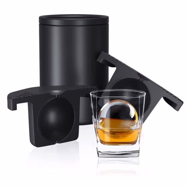 Kristallklar is sfärform - silikon isbollsbricka för cocktails & whisky