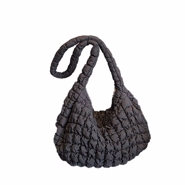 Quiltad Crossbody-Lättviktsväska i Nylon Black