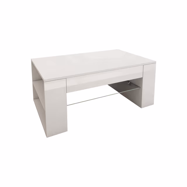 Soffbord med glashylla och 4 fack 100x42x60 cm Vit ML-Design