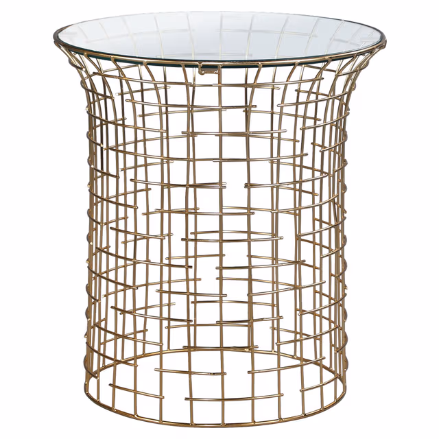 WOMO-DESIGN soffbord leeds rund Ø40cm 45 cm hög svart metall guld glas