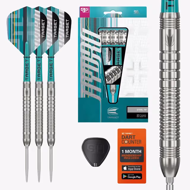 Target Darts Hydro 03 stålspetspilar (90% volfram, 24 g, 2025)
