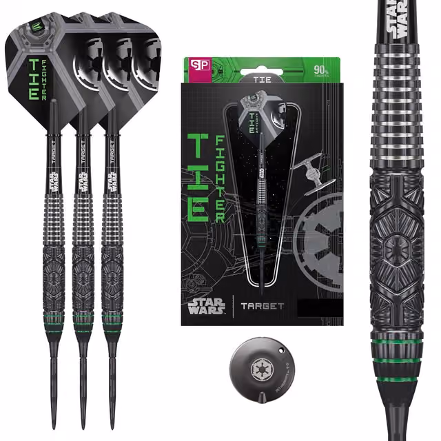 Target Darts Star Wars stålspetsdartpilar (Tie Fighter, 90% tungsten, 24 g, 2025)