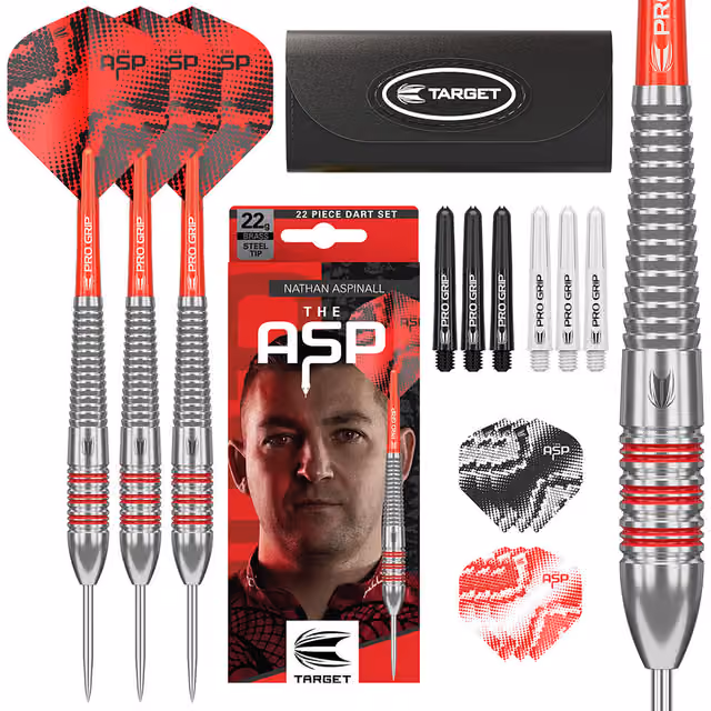 Target Darts Nathan Aspinall mässing stål-spets dartpilar (22 g, 2025)