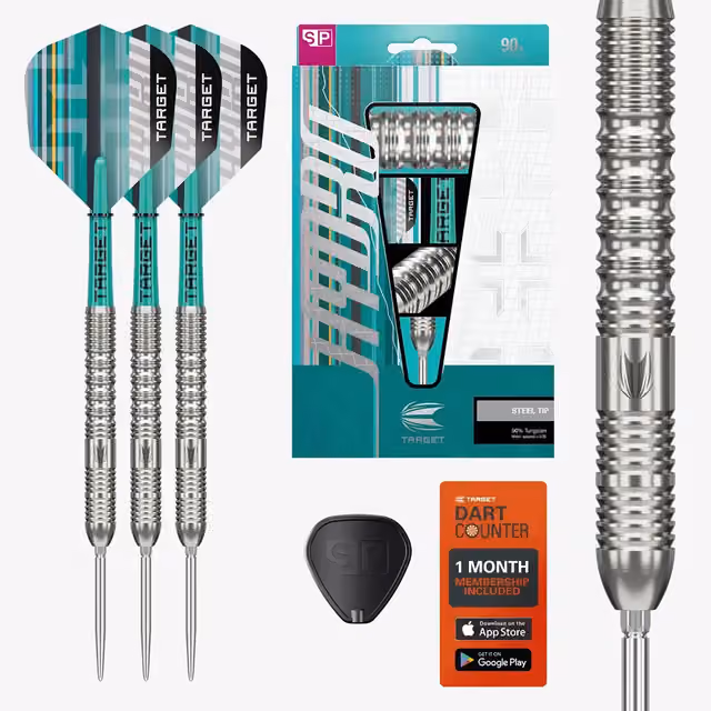 Target Darts Hydro 01 dartpilar med stålspets (90% volfram, 24 g, 2025)