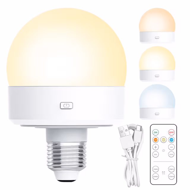 Uppladdningsbar LED-glödlampa med 3 färgtemperaturer och fjärrkontroll Magnetisk