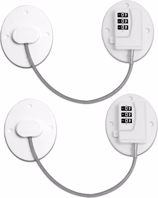 Kombinationslås för Kylskåp Utan Borrning, Ovalt Lösenordslås (2-Pack) White