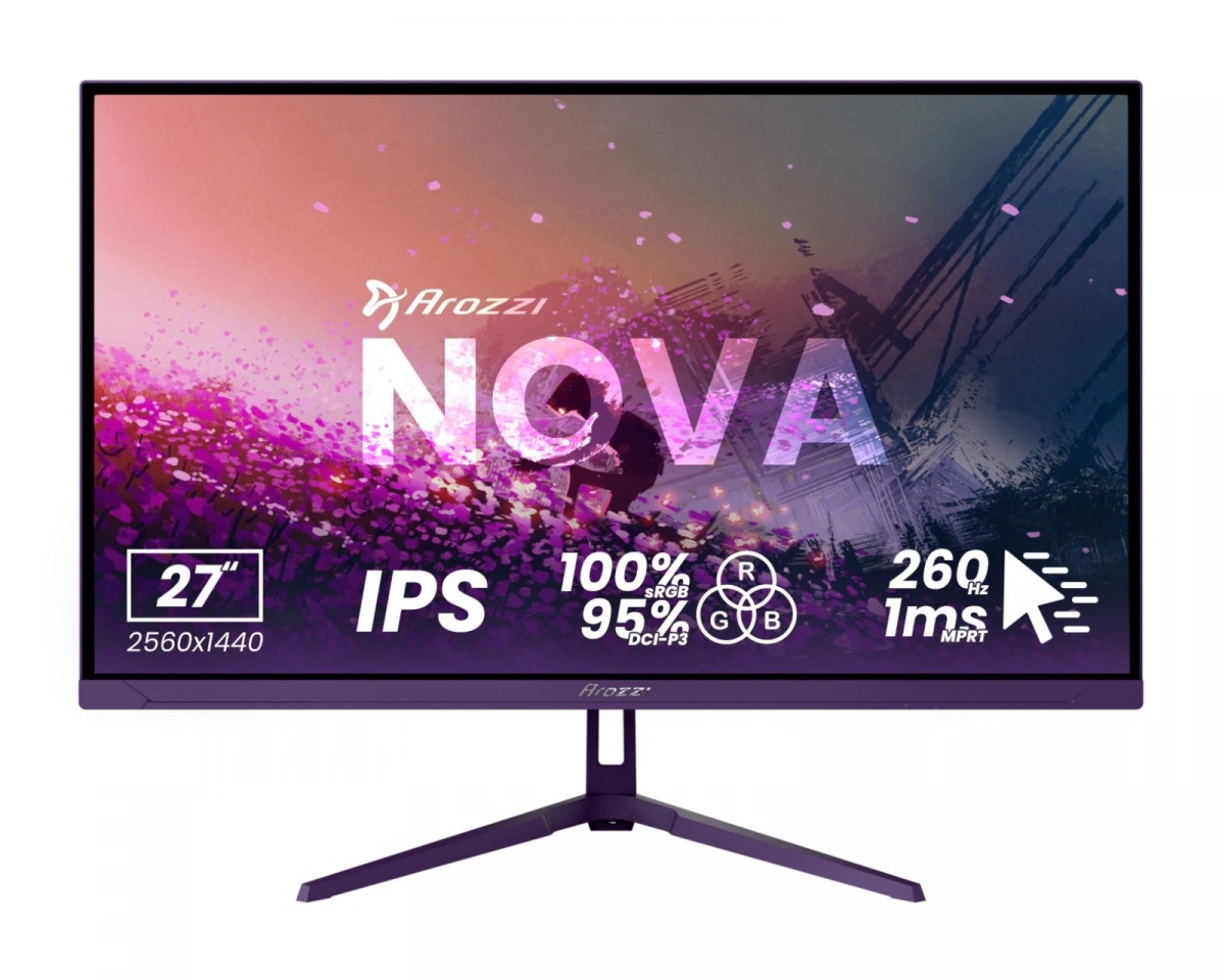 Arozzi Nova 27" IPS 2560x1440 260Hz Gamingmonitor - Lila