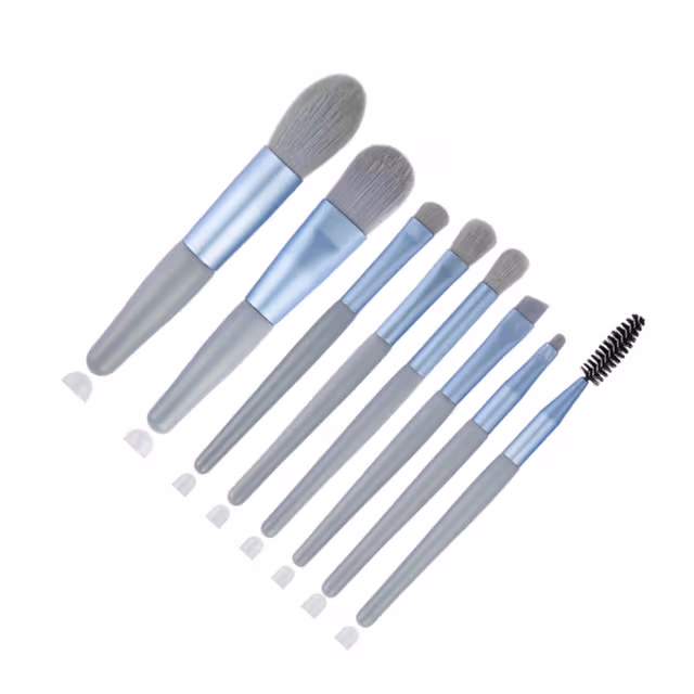 8-Piece Mini Makeup Brush Set with Soft Synthetic Bristles and Portabl