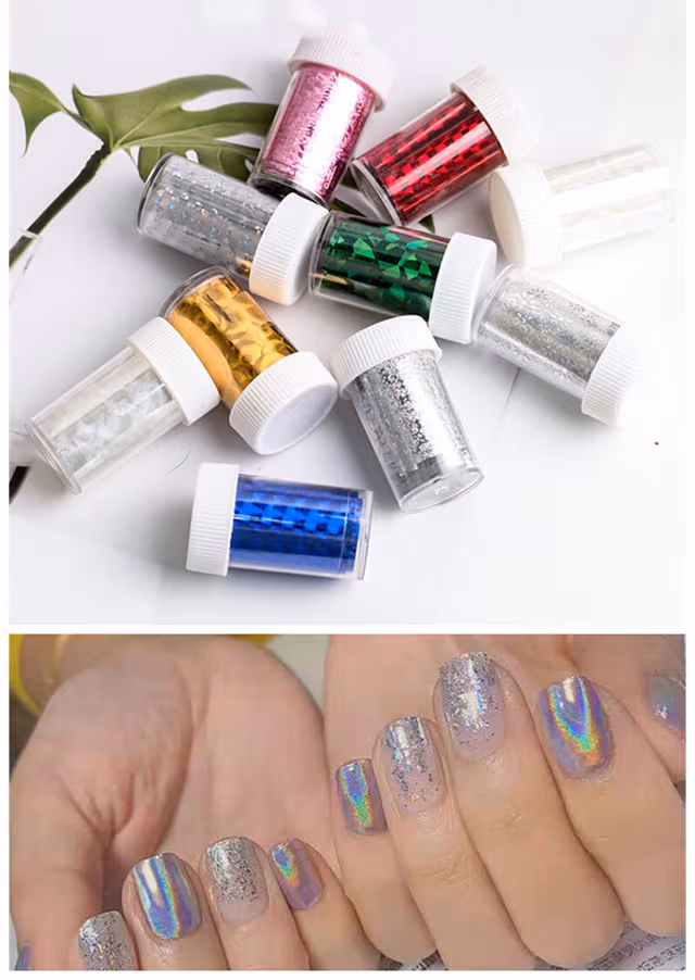 Nagelfolie 10 rullar Flerfärgad