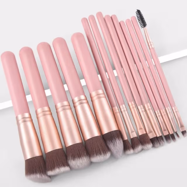 Set med 14st Sminkborstar, Rosa