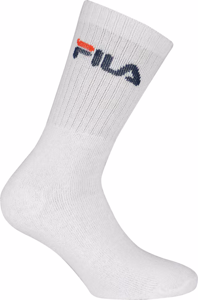 FILA Tennis Crew Logo tennisstrumpor 3pk (43-46, vit)