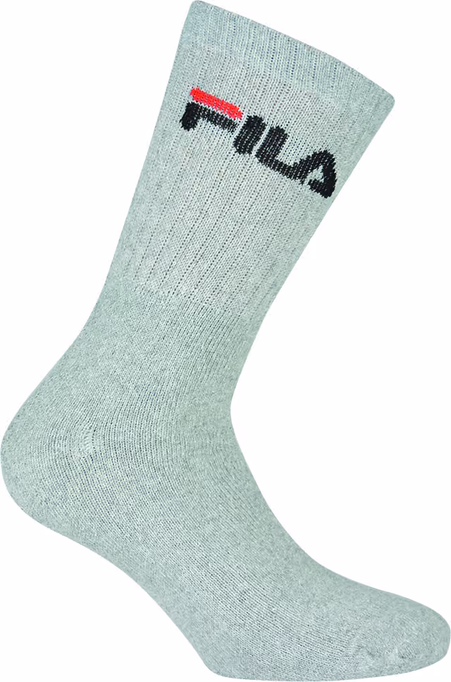 FILA Tennis Crew Logo tennisstrumpor 3pk (43-46, grå)