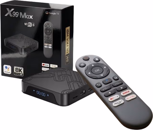 TV-box 2+16 GB Android 14 WiFi 6 4K HD Bluetooth fjärrkontroll röststyrning