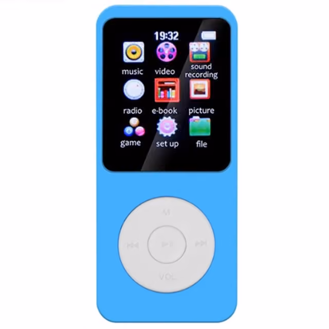 T1 1,8"" skärm MP4 Musikspelare Bluetooth E-bok FM-radio 64GB Minneskort Ljusblå