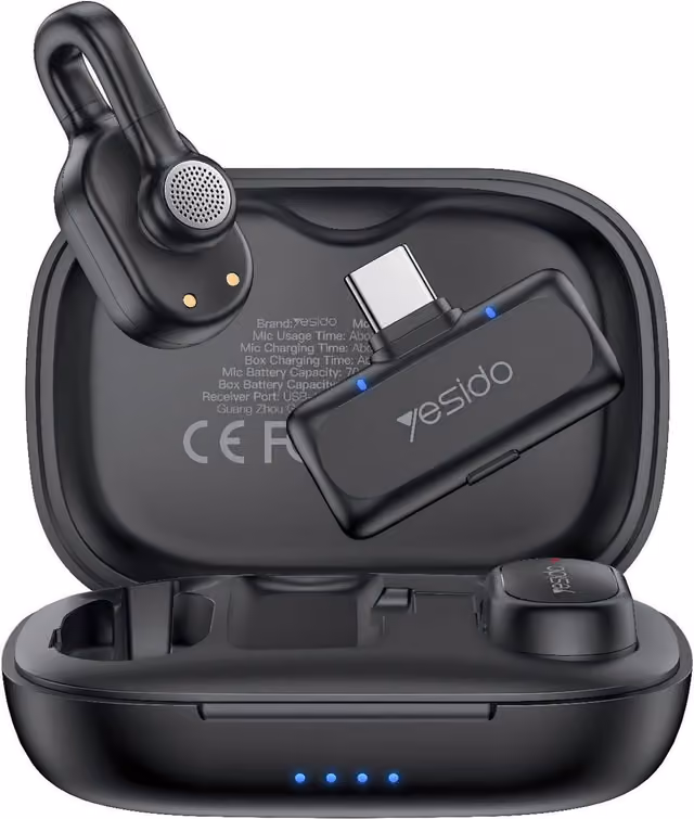 Mikrofon Myggmikrofon USB-C-kontakt AI-brusreducering 2 mikrofoner + 1 mottagare