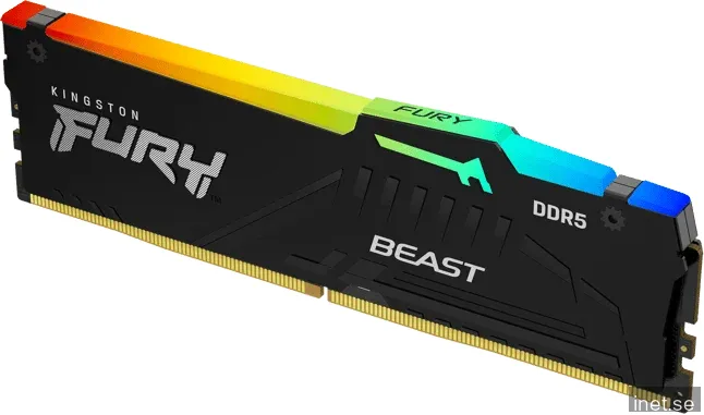 64 GB (1x64GB) DDR5-5600 Kingston FURY Beast Black RGB CL36, AMD EXPO - Svart