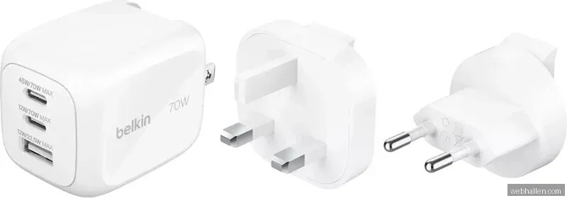 Belkin 70W Tri-port väggladdare (vit)