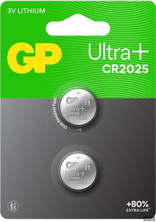 GP Ultra Plus Lithium Cell Battery CR2025, 3V (2-pack)