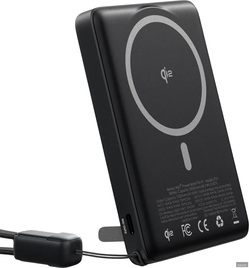 INIU MagPro Slim Powerbank 10000 mAh Svart