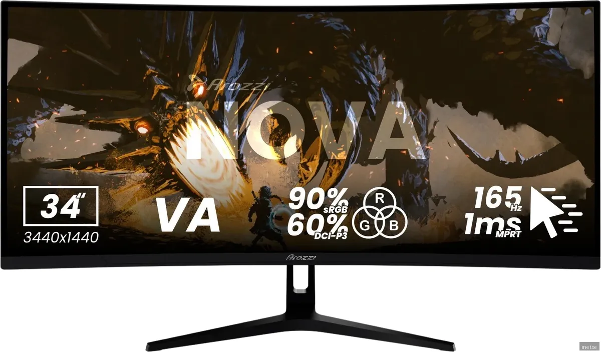 Arozzi Nova 34" Curved VA 3440x1440 165 Hz Gamingskärm - Svart